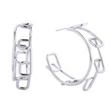 Load image into Gallery viewer, Hoop 14k White Gold Medium Geo Wire Earrings for Women
