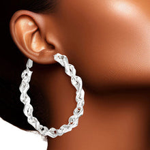 Load image into Gallery viewer, Hoop 14k White Gold Medium Twisted Earrings for Women
