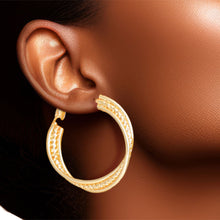 Load image into Gallery viewer, Hoop 14K Gold Small Diamond-Cut Earrings for Women
