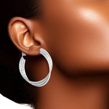 Load image into Gallery viewer, Hoop White Gold Small Diamond-Cut Earrings Women
