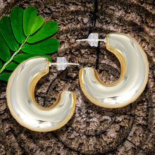 Load image into Gallery viewer, 14K Gold Puffy Post Hoops

