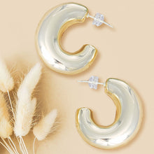 Load image into Gallery viewer, 14K Gold Puffy Post Hoops
