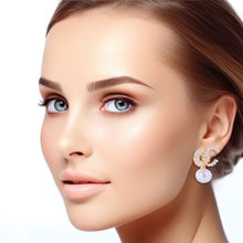 Load image into Gallery viewer, 14K Gold CZ Drop Pearl Earrings
