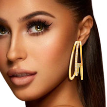 Load image into Gallery viewer, Hoop 14K Gold Medium Triple Earrings Women
