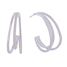 Load image into Gallery viewer, Hoop White Gold Medium Triple Earring Women

