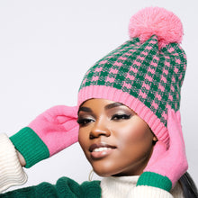 Load image into Gallery viewer, Pink with Green Cuff Gloves

