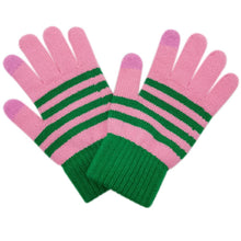 Load image into Gallery viewer, Pink with Green Stripe Gloves
