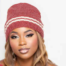 Load image into Gallery viewer, Red Stripe Knit Cuff Beanie
