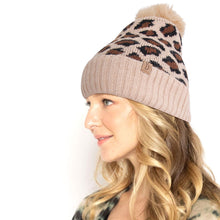 Load image into Gallery viewer, Camel Leopard Pom Beanie
