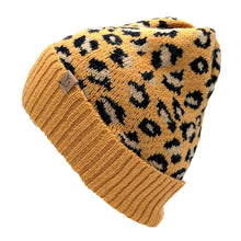 Load image into Gallery viewer, Mustard Leopard Cuff Beanie
