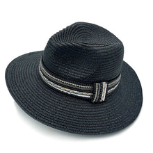 Load image into Gallery viewer, Black Pearl Embellished Panama Hat
