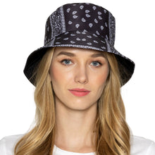 Load image into Gallery viewer, Black Bandana Reversible Bucket Hat
