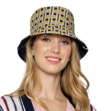 Load image into Gallery viewer, Navy Geometric Reversible Bucket Hat
