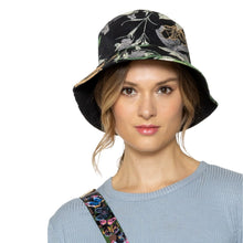 Load image into Gallery viewer, Black Floral Art Reversible Bucket Hat
