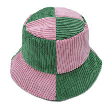 Load image into Gallery viewer, Bucket Hat Corduroy Pink and Green Hat for Women
