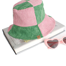Load image into Gallery viewer, Bucket Hat Corduroy Pink and Green Hat for Women
