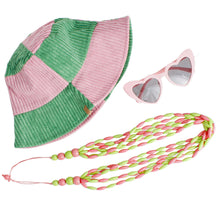 Load image into Gallery viewer, Bucket Hat Corduroy Pink and Green Hat for Women
