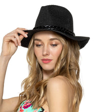 Load image into Gallery viewer, Black Chain Band Panama Hat
