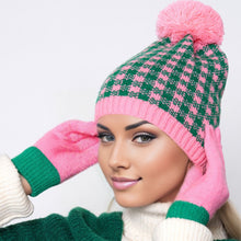 Load image into Gallery viewer, Pink Green Checkered Beanie
