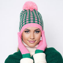 Load image into Gallery viewer, Pink Green Checkered Beanie
