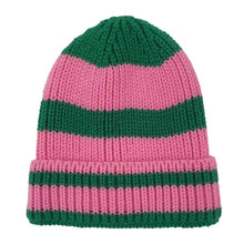 Load image into Gallery viewer, Pink Green Stripe Knit Beanie

