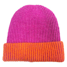 Load image into Gallery viewer, Beanie Fuchsia Two Tone Cuffed Hat for Women
