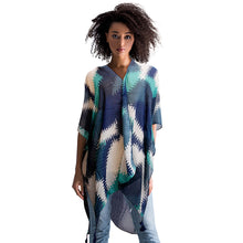 Load image into Gallery viewer, Blue Geometric Mosaic Kimono
