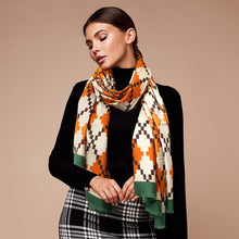 Load image into Gallery viewer, Orange Pixel Argyle Scarf
