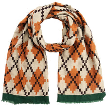 Load image into Gallery viewer, Orange Pixel Argyle Scarf
