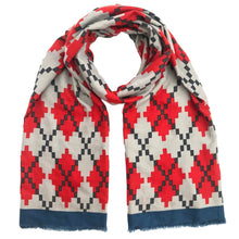 Load image into Gallery viewer, Red Pixel Argyle Scarf
