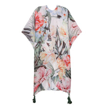 Load image into Gallery viewer, Tropical Green Tassel Kimono
