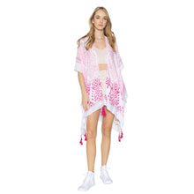 Load image into Gallery viewer, Pink Damask Print Tassel Kimono
