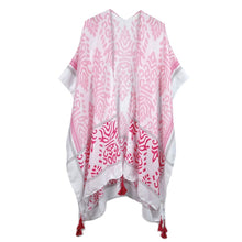 Load image into Gallery viewer, Pink Damask Print Tassel Kimono
