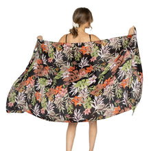 Load image into Gallery viewer, Long Black Palm Leaf Print Scarf

