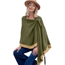 Load image into Gallery viewer, Olive Bordered Shoulder Strap Ruana
