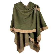 Load image into Gallery viewer, Olive Bordered Shoulder Strap Ruana
