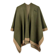 Load image into Gallery viewer, Olive Bordered Shoulder Strap Ruana
