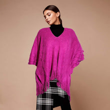 Load image into Gallery viewer, Berry Purple Crochet Poncho
