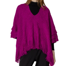 Load image into Gallery viewer, Berry Purple Crochet Poncho
