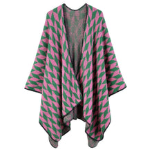 Load image into Gallery viewer, Kimono Cardigan Poly Pink Green Geo Knit for Women
