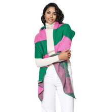 Load image into Gallery viewer, Pink Green Colorblock Scarf
