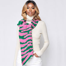 Load image into Gallery viewer, Pink Green Zebra Scarf
