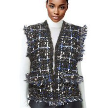 Load image into Gallery viewer, Silver Threaded Festive Tweed Black Vest for Women

