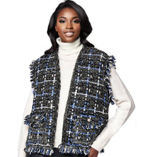 Load image into Gallery viewer, Silver Threaded Festive Tweed Black Vest for Women
