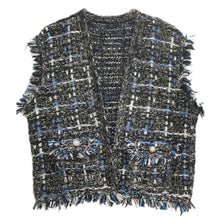 Load image into Gallery viewer, Silver Threaded Festive Tweed Black Vest for Women
