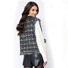 Load image into Gallery viewer, Silver Threaded Festive Tweed Black Vest for Women

