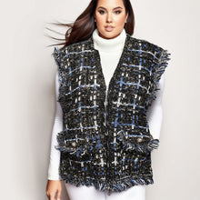 Load image into Gallery viewer, Silver Threaded Festive Tweed Black Vest for Women
