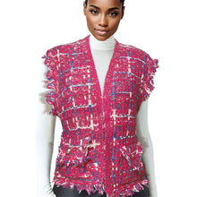 Load image into Gallery viewer, Silver Threaded Vest Plaid Tweed Pink Vest for Women
