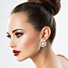 Load image into Gallery viewer, Gold Pearl Baguette Studs
