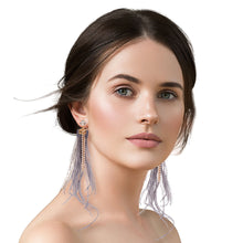 Load image into Gallery viewer, Gray Feather Shoulder Duster Earrings
